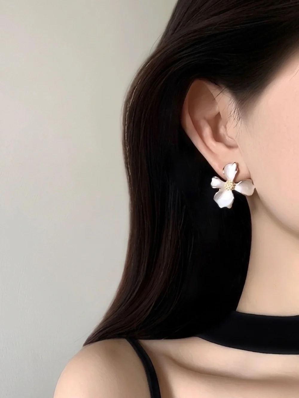 Pearlescent White Blossom Studs | 18K Gold Finish | 925 Sterling Silver Posts